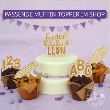 Kuchenstecker, Caketopper graviert Schulkind