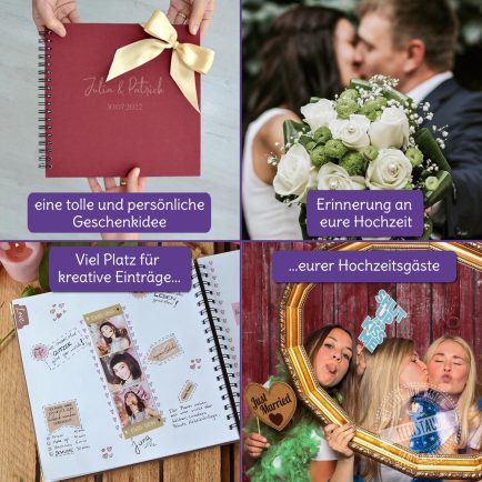 Gästebuch Leinen, graviert mit Namen und Datum, personalisiertes Geschenk zur Hochzeit