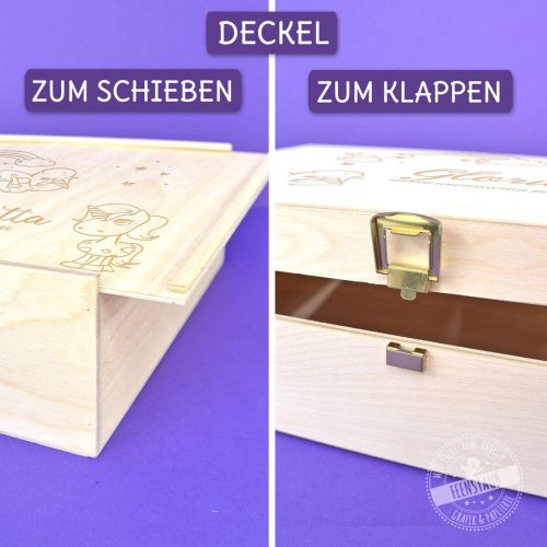 Geschenk Einschulung Personalisierte Box aus Holz mit Einhörnern