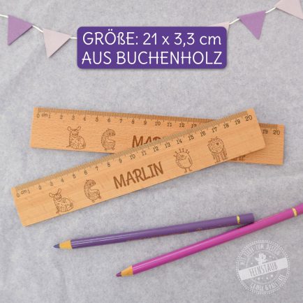 Holzlineal mit Namen, Geschenk Schulkind