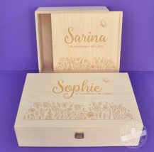 Geschenk Box für Geburtstag, personalisierte Holzbox Wiese