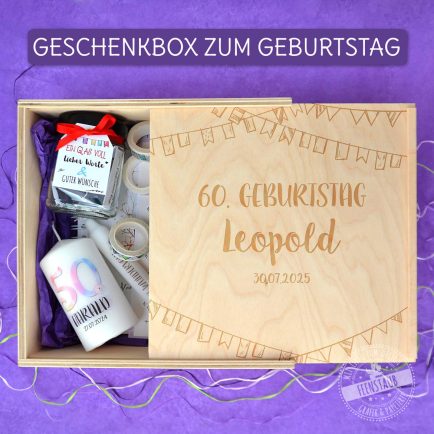 Box aus Holz, personalisiert mit Namen und Wimpel