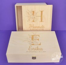 Holzbox mit Monogramm, personalisierte Verpackung Geburtstagsgeschenk