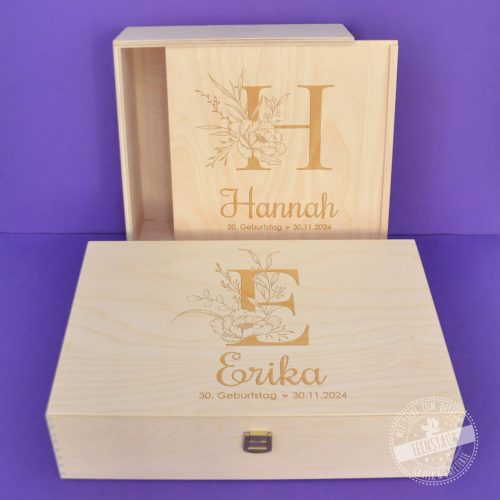 Holzbox mit Monogramm, personalisierte Verpackung Geburtstagsgeschenk