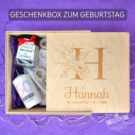 Geschenkbox zum Geburtstag mit Monogramm