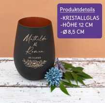 Hochzeitgeschenk Windlichtglas mit Namen vom Brautpaar