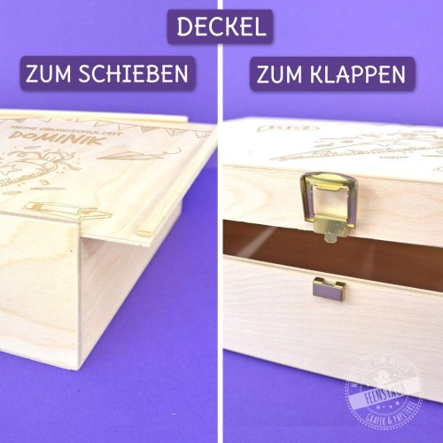 Geschenk Einschulung, Box mit Schultüte, personalisierte Holzkiste