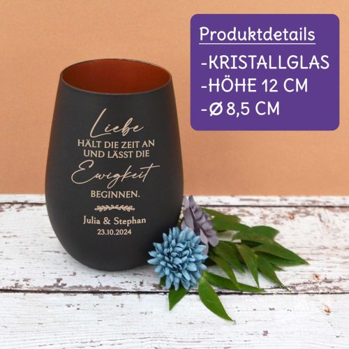 Kerzenglas graviert, personalisiertes Windlicht Hochzeit, Ewigkeit