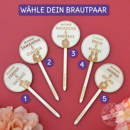 Muffin Topper diverse Hochzeitspaare, personalisierte Tortendeko Hochzeit