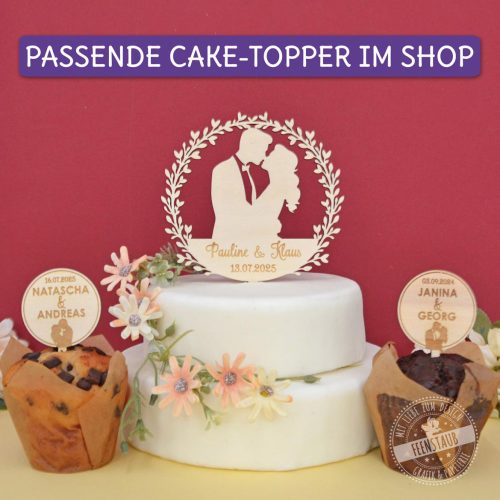 Personalisierte Muffin Topper, individuelle Holzstecker Hochzeitspaare