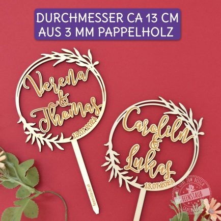 Holzdeko Hochzeitstorte, personalisiert mit Namen