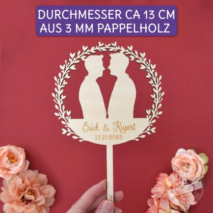 Caketopper, Torten Topper aus Holz personalisiert, Bräutigam & Bräutigam