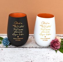 Personalisiertes Windlicht Hochzeit, graviert mit Spruch und Namen, Glück