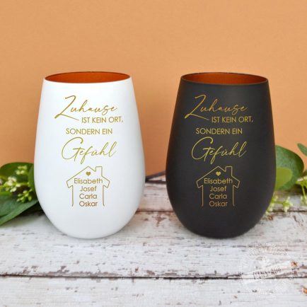 Geschenk Eltern, Windlicht mit Namen und Spruch, Kerzenglas Gefühl