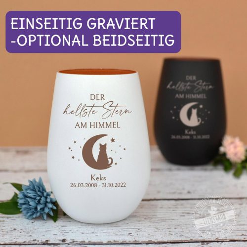 Andenken Haustier, Grablicht, Trostgeschenk Verlust Katze