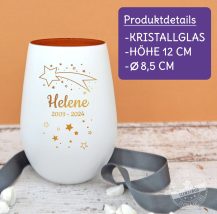 Windlicht Sternschnuppe, Geschenk Andenken an Verstorbene, Trostglas mit Namen