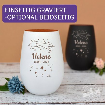 Trostglas Sternenkind, Windlichtglas mit Gravur, personalisiertes Erinnerungsglas