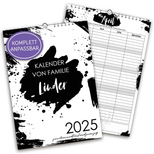 Wandkalender Ink, Personalisierter Kalender, Familienplaner