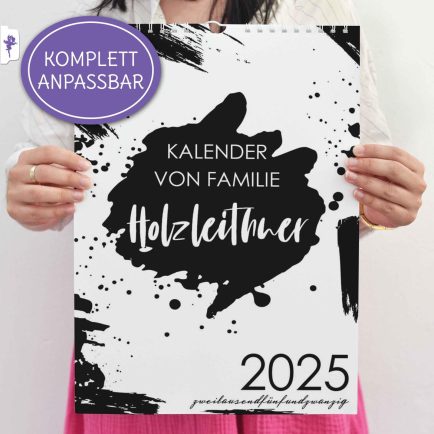 Kalender mit Monatsübersicht, Jahreskalender 2025, Tinte