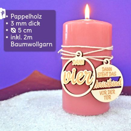 Anhänger aus Holz für Adventskranz, 5 Anhänger