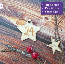 Zahlen Adventkalender zum Aufhängen, Holzsterne