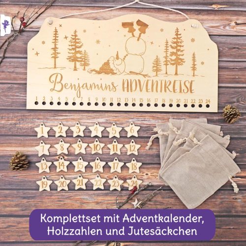 Schneemann Adventskalender personalisiert mit Namen, Individueller Adventkalender