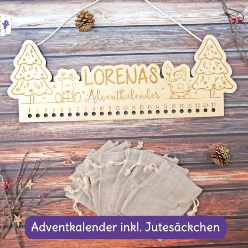 Adventskalender mit Gravur, Holzdeko Advent,